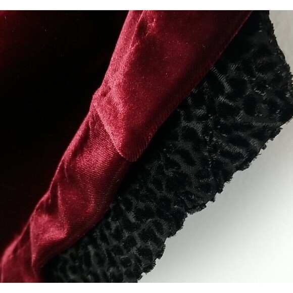 Cynthia Rowley Velvet Shift Dress Medium Maroon Black Trim 3/4 Length Sleeve - Picture 11 of 11